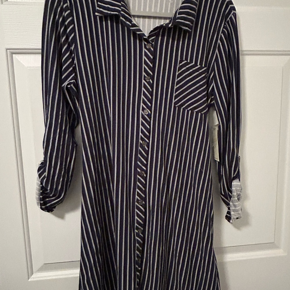 Navy Striped Mini Dress